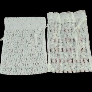 Set Of 2 White Lace Drawstring Bags